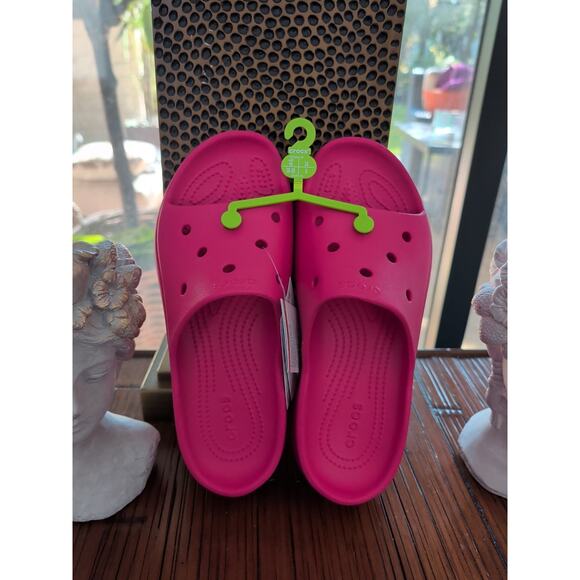 New With Tags Crocs Bae Slide Dragon Fruit Pink Women Size 8 - Picture 2 of 8